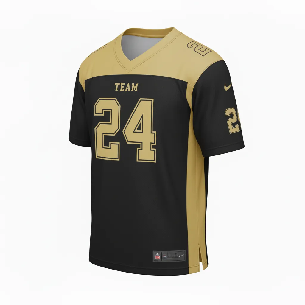 Custom Football Football Practice Jerseys - Black, Gold - Vegas Side Panel - Side View - Kinexa Sportswear