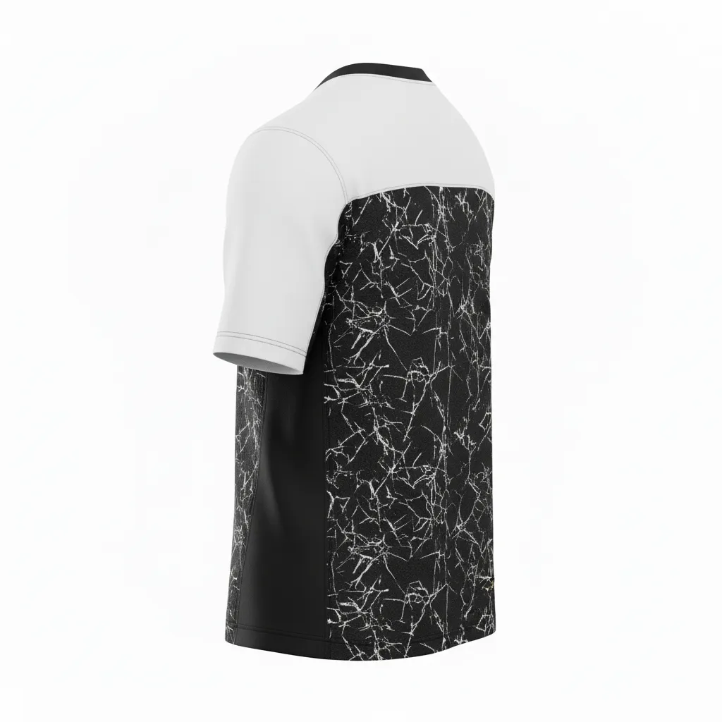 Custom Football Football Practice Jerseys - Black, White - Shattered Glass - Back View - Kinexa Sportswear
