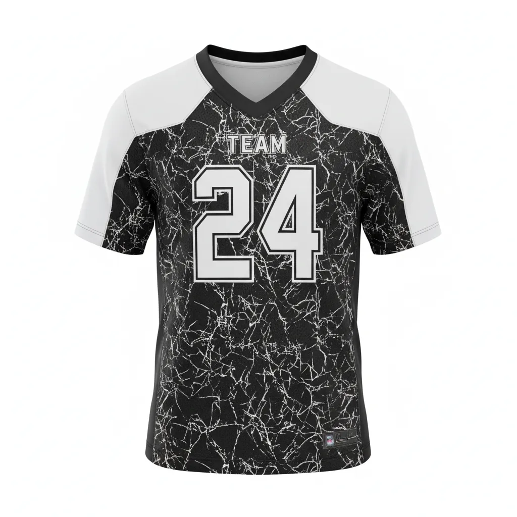 Custom Football Football Practice Jerseys - Black, White - Shattered Glass - Front View - Kinexa Sportswear
