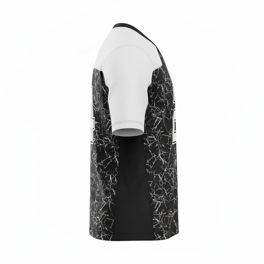 Custom Football Football Practice Jerseys - Black, White - Shattered Glass - Side View - Kinexa Sportswear