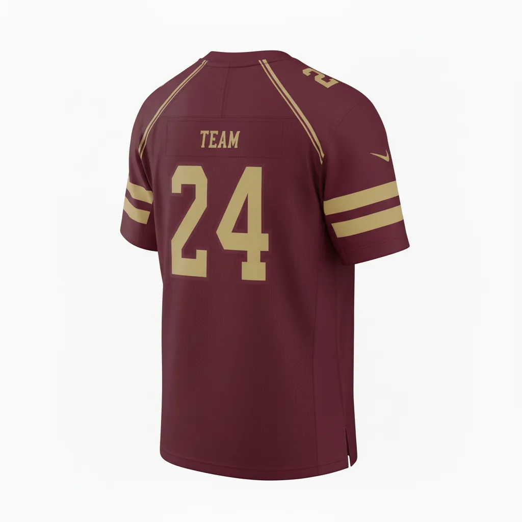 Custom Football Football Practice Jerseys - Burgundy, Gold - Vegas Triple Stripe - Back View - Kinexa Sportswear