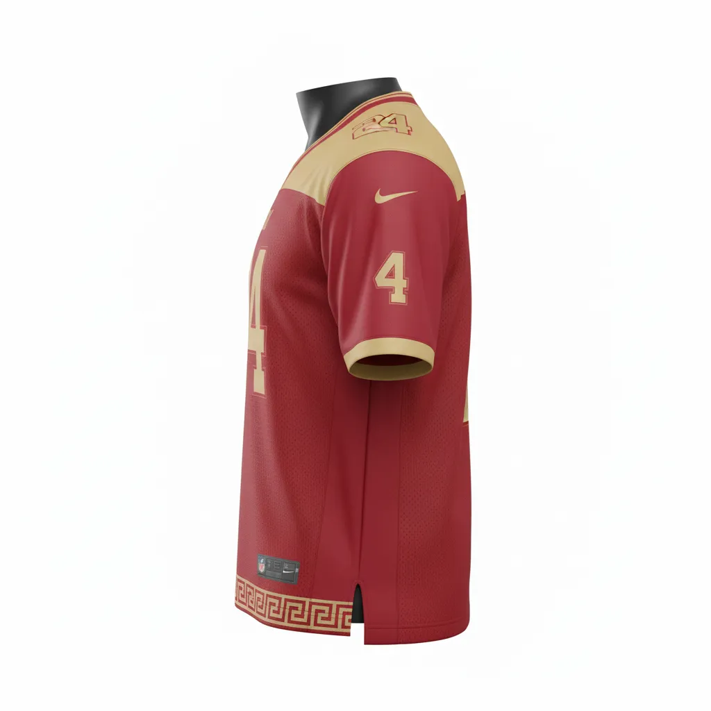 Custom Football Football Practice Jerseys - Gold - Cardinal Vegas Greek Key - Side View - Kinexa Sportswear