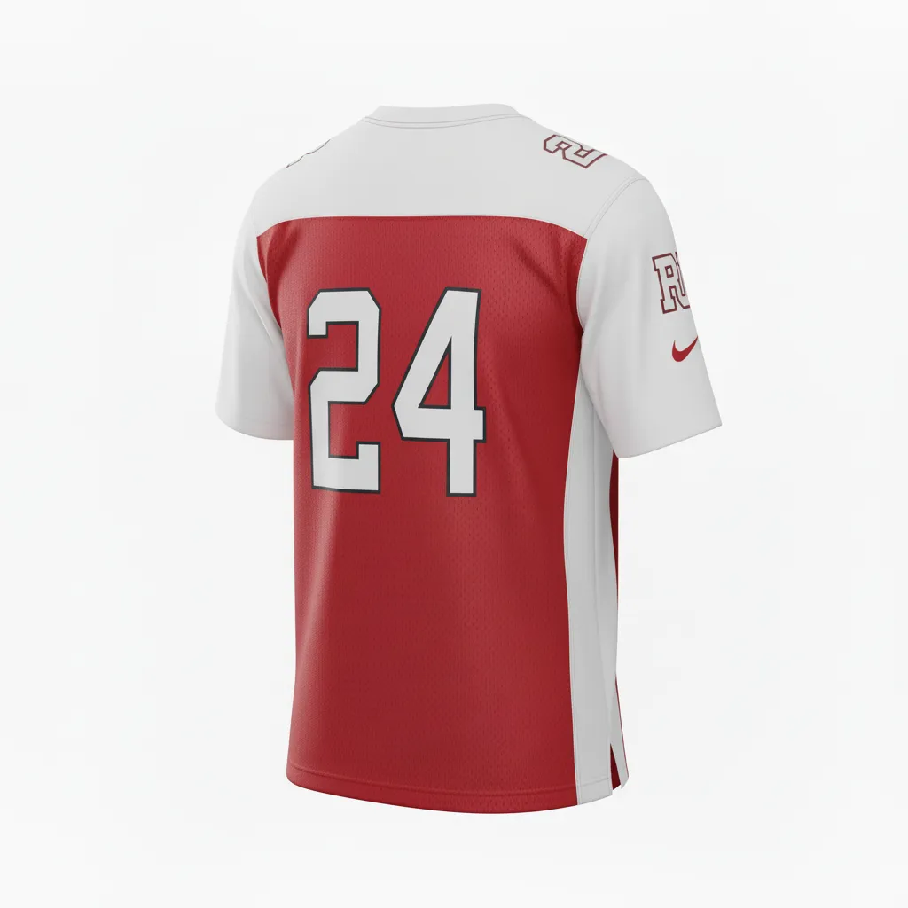 Custom Football Football Practice Jerseys - White - Cardinal Shoulder Hem Stripe - Back View - Kinexa Sportswear