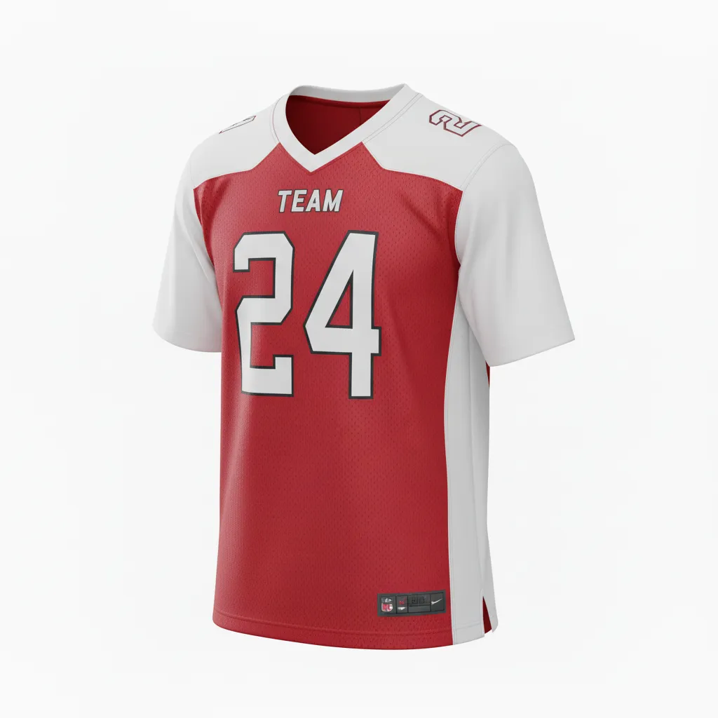 Custom Football Football Practice Jerseys - White - Cardinal Shoulder Hem Stripe - Front View - Kinexa Sportswear