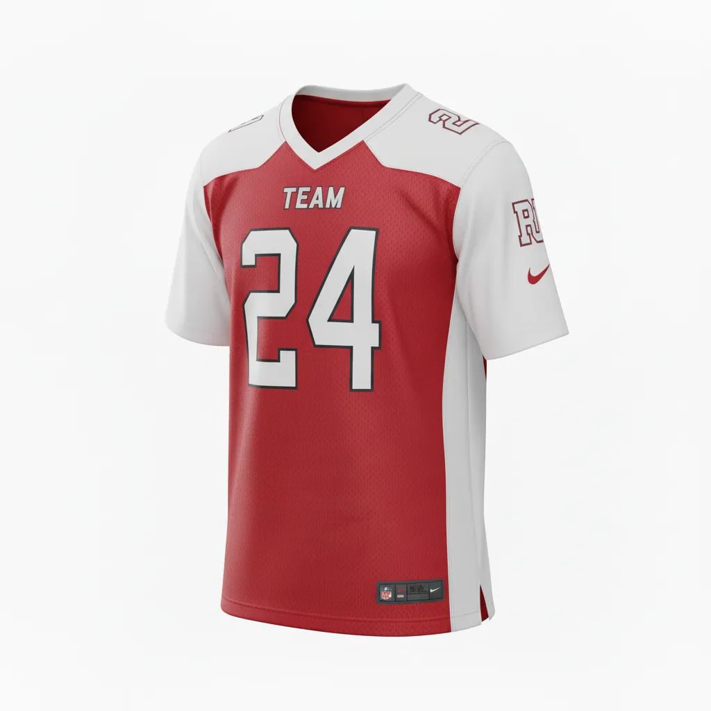 Custom Football Football Practice Jerseys - White - Cardinal Shoulder Hem Stripe - Side View - Kinexa Sportswear