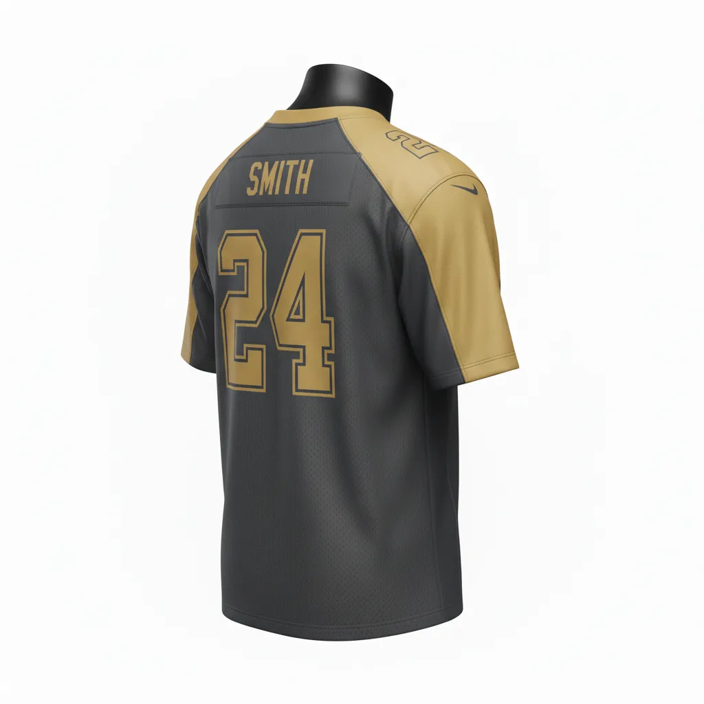 Custom Football Football Practice Jerseys - Gold - Charcoal Vegas Shoulder - Back View - Kinexa Sportswear