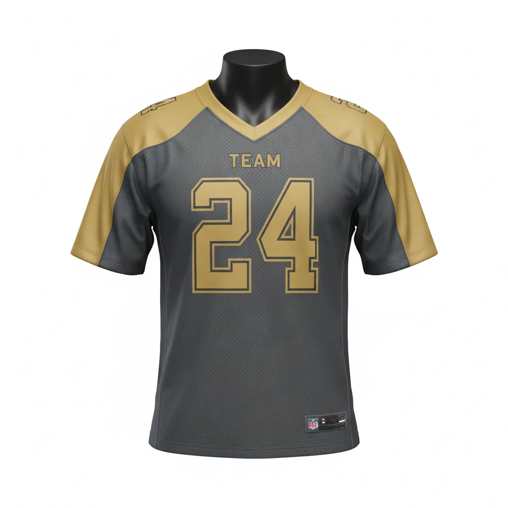 Custom Football Football Practice Jerseys - Gold - Charcoal Vegas Shoulder - Front View - Kinexa Sportswear