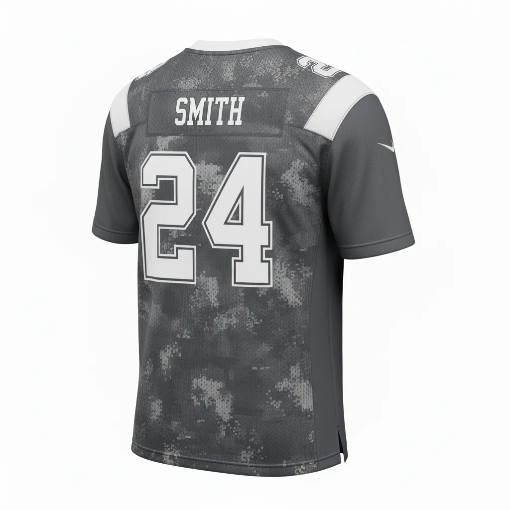 Custom Football Football Practice Jerseys - White - Charcoal Digital Camo - Back View - Kinexa Sportswear