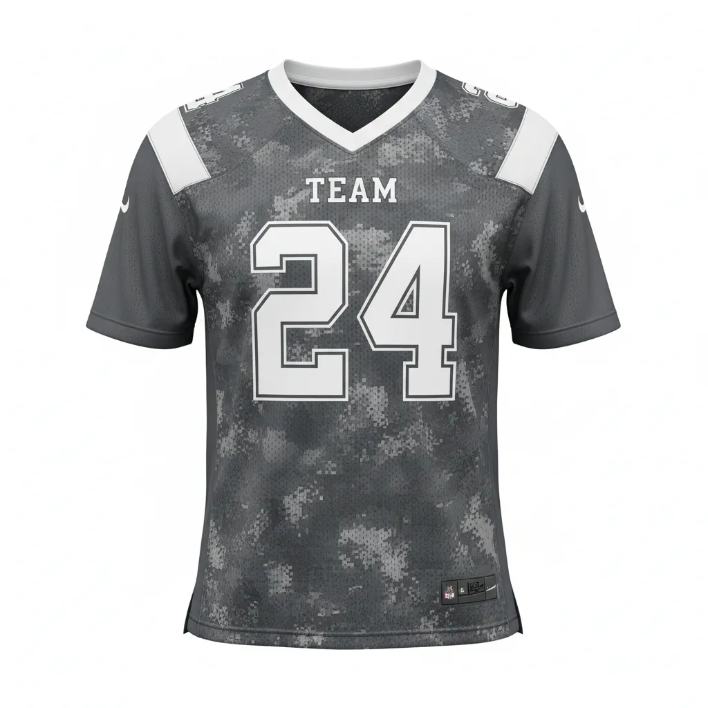 Custom Football Football Practice Jerseys - White - Charcoal Digital Camo - Front View - Kinexa Sportswear