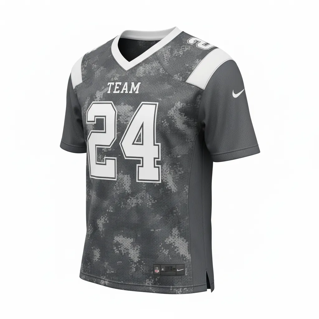 Custom Football Football Practice Jerseys - White - Charcoal Digital Camo - Side View - Kinexa Sportswear