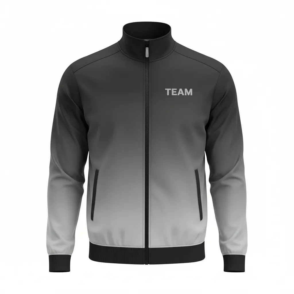 Custom Football Full Zip Hoodie - Black, Grey, White - Track Gradient Ombre - Front View - Kinexa Sportswear