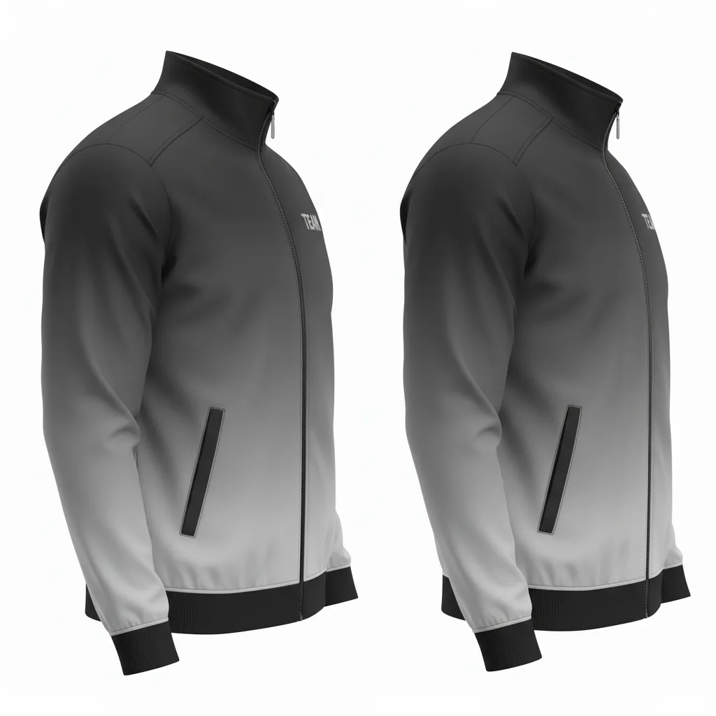 Custom Football Full Zip Hoodie - Black, Grey, White - Track Gradient Ombre - Side View - Kinexa Sportswear