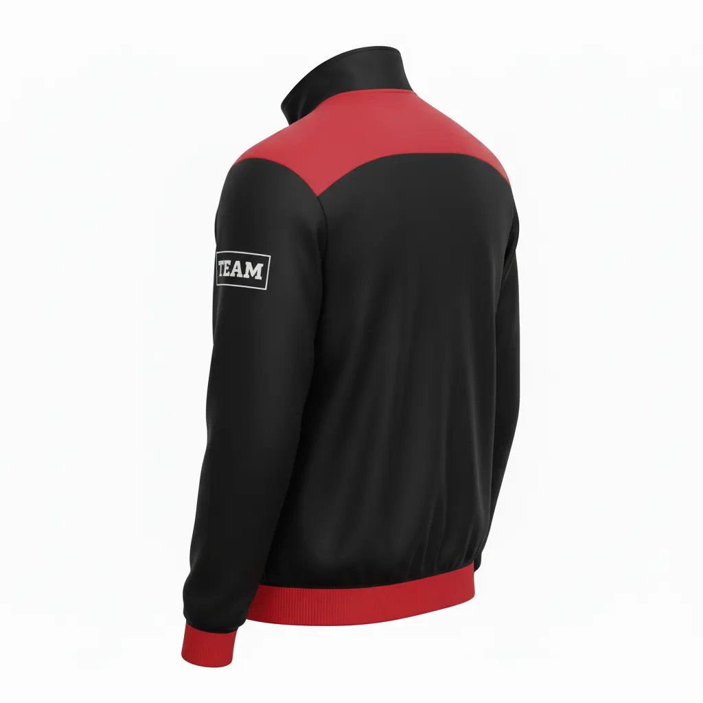 Custom Football Full Zip Hoodie - Black, Red, White - Track Tricolor - Back View - Kinexa Sportswear