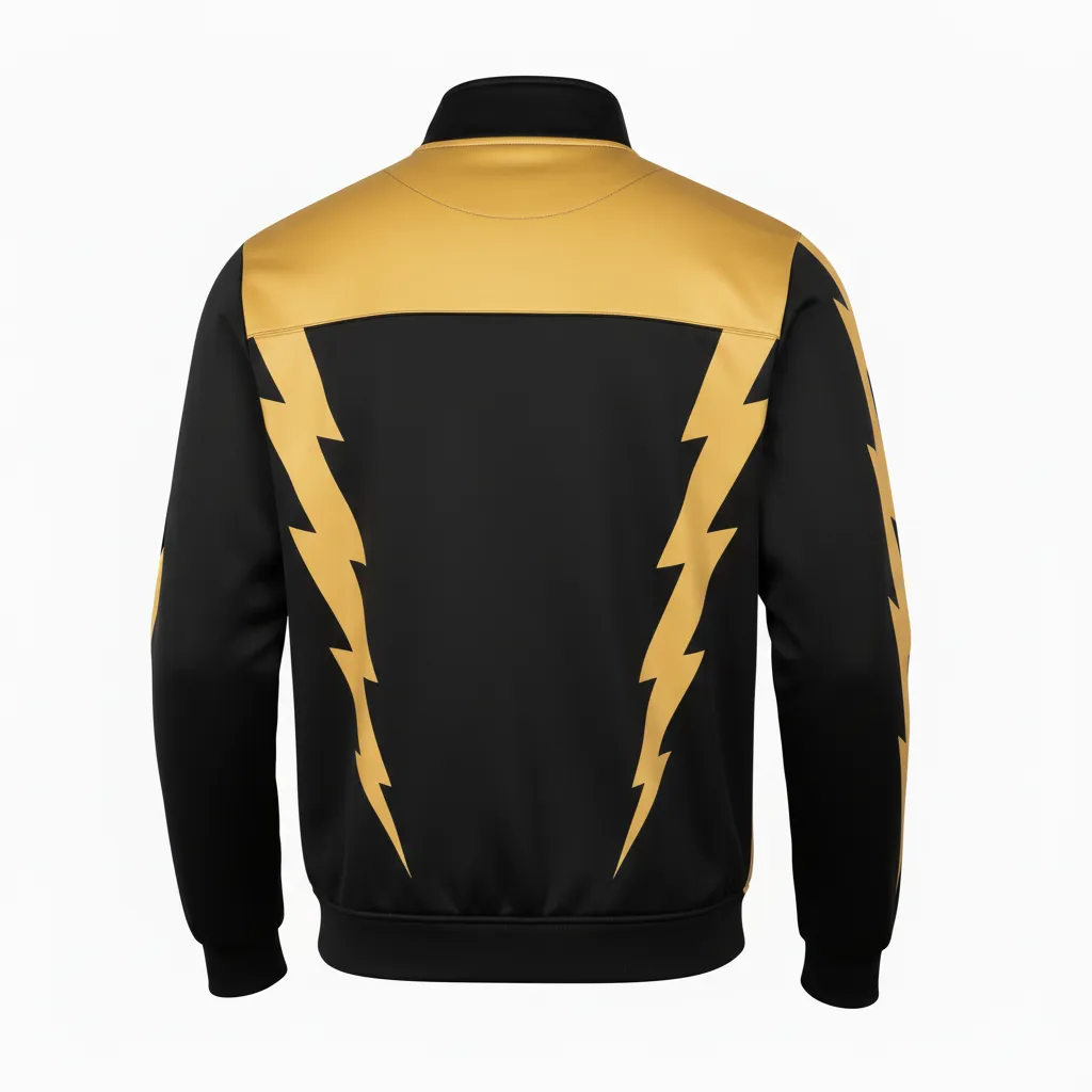 Custom Football Full Zip Hoodie - Black, Gold - Track Vegas Lightning Bolt - Back View - Kinexa Sportswear