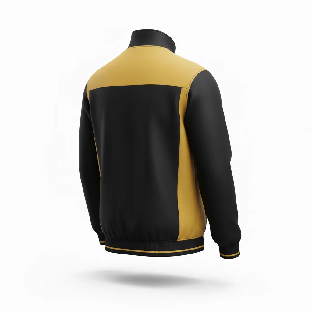 Custom Football Full Zip Hoodie - Black, Gold - Track Vegas Side Panel - Back View - Kinexa Sportswear
