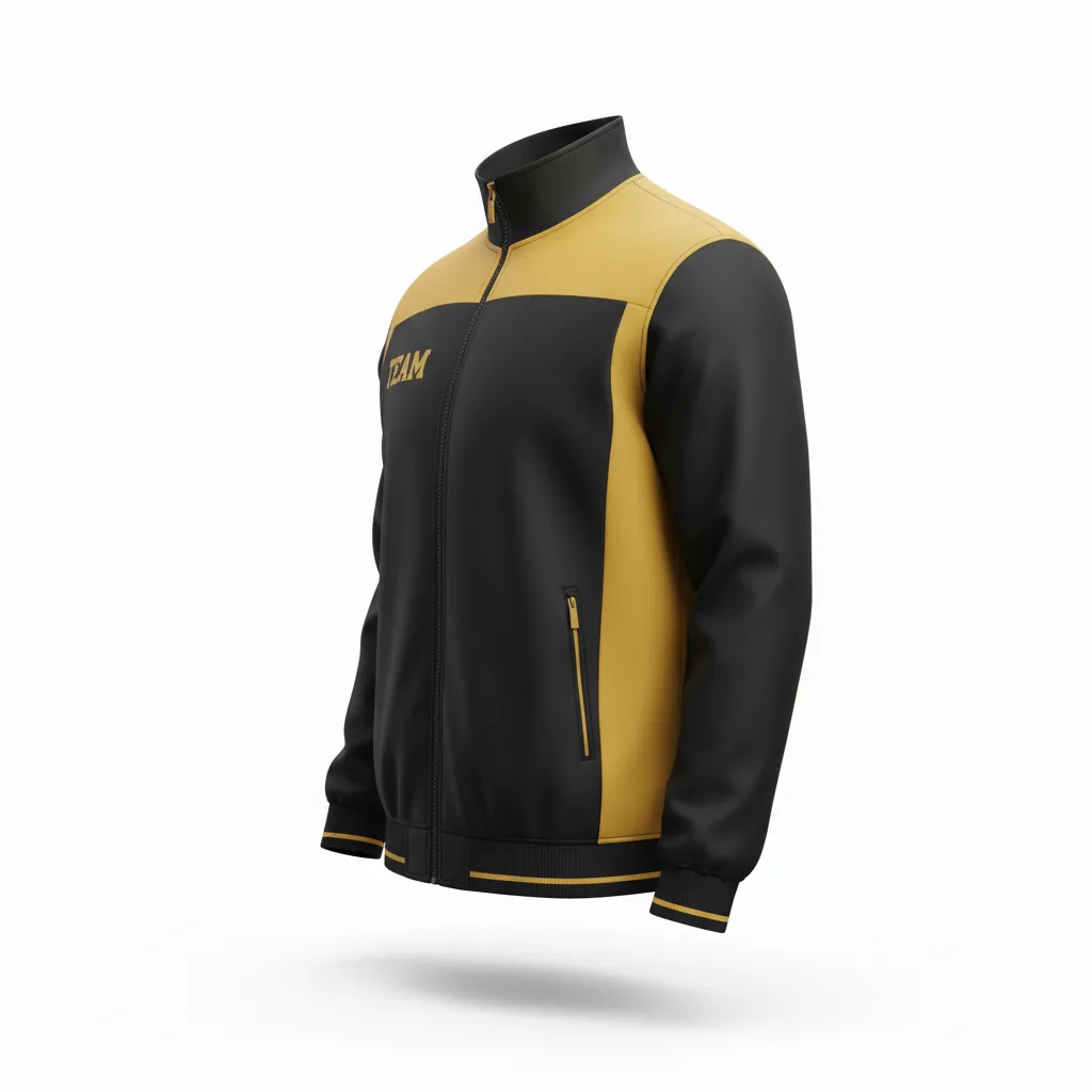 Custom Football Full Zip Hoodie - Black, Gold - Track Vegas Side Panel - Side View - Kinexa Sportswear