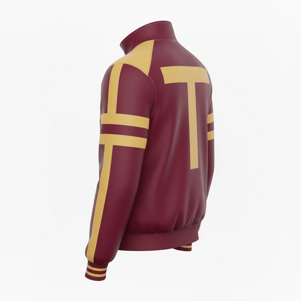 Custom Football Full Zip Hoodie - Burgundy, Gold - Track Vegas Triple Stripe - Back View - Kinexa Sportswear