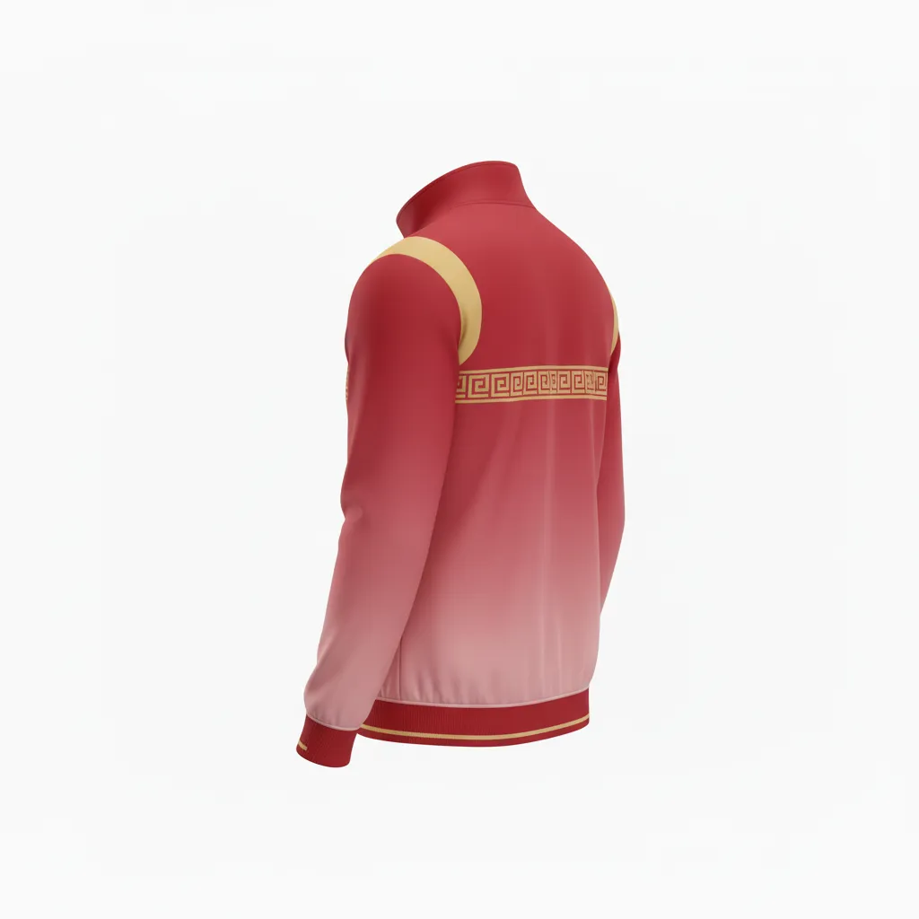 Custom Football Full Zip Hoodie - Gold - Track Cardinal Vegas Greek Key - Back View - Kinexa Sportswear