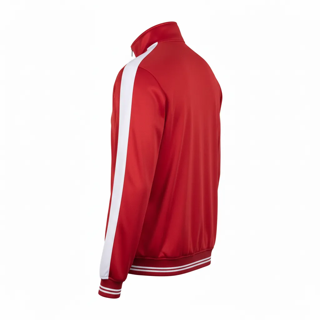 Custom Football Full Zip Hoodie - White - Track Cardinal Shoulder Hem Stripe - Back View - Kinexa Sportswear