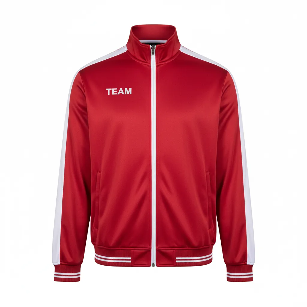 Custom Football Full Zip Hoodie - White - Track Cardinal Shoulder Hem Stripe - Front View - Kinexa Sportswear