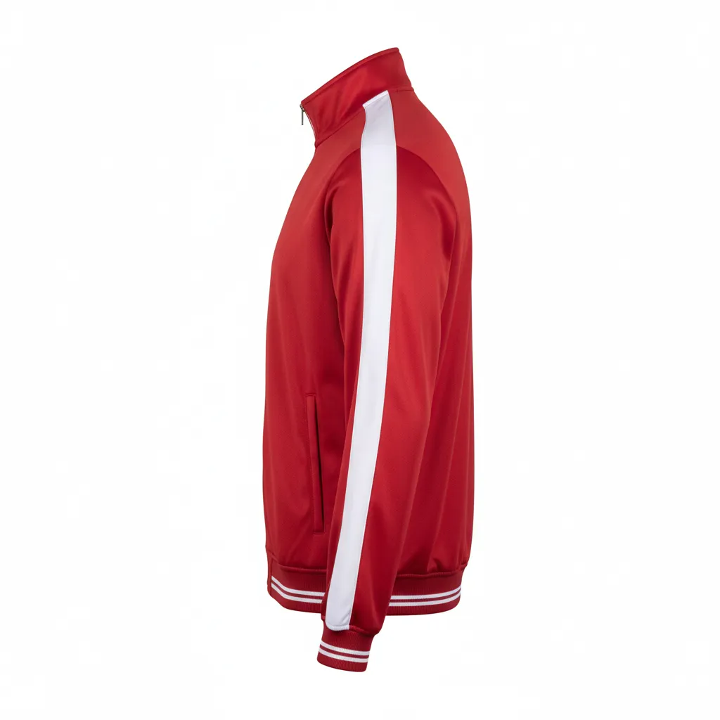 Custom Football Full Zip Hoodie - White - Track Cardinal Shoulder Hem Stripe - Side View - Kinexa Sportswear
