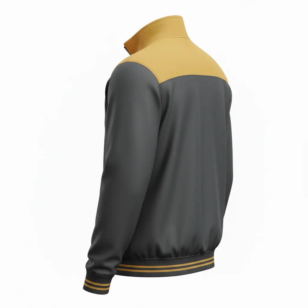Custom Football Full Zip Hoodie - Gold - Track Charcoal Vegas Shoulder - Back View - Kinexa Sportswear