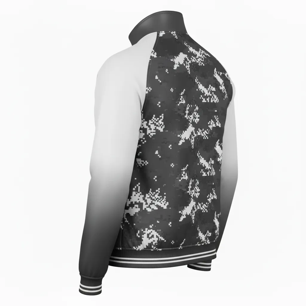Custom Football Full Zip Hoodie - White - Track Charcoal Digital Camo - Back View - Kinexa Sportswear