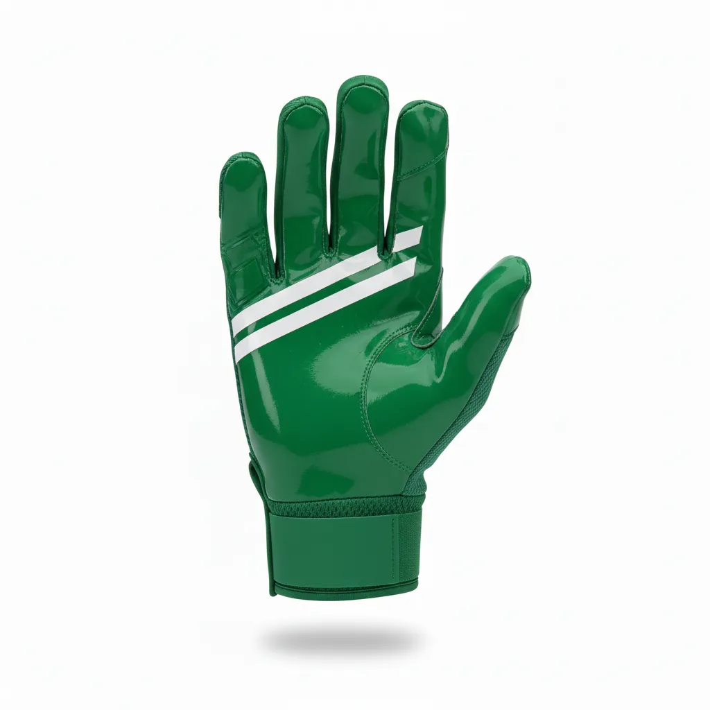 Custom Football Gloves - Green, White - Forest Triple Stripe - Back View - Kinexa Sportswear