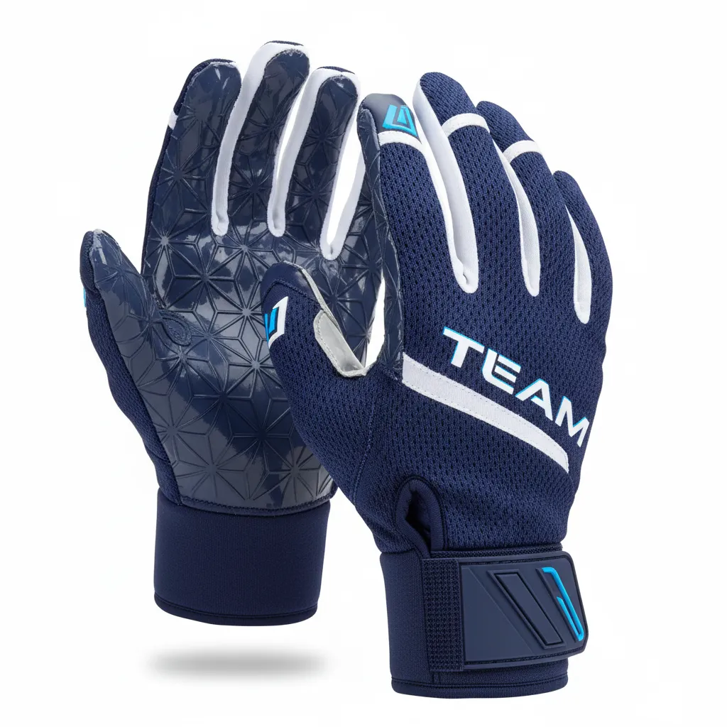 Custom Football Gloves - Navy, White - Shoulder Yoke - Front View - Kinexa Sportswear