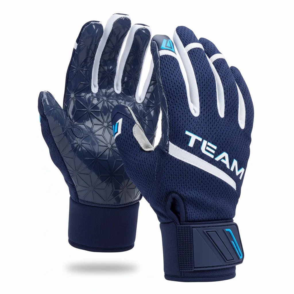 Custom Football Gloves - Navy, White - Shoulder Yoke - Side View - Kinexa Sportswear