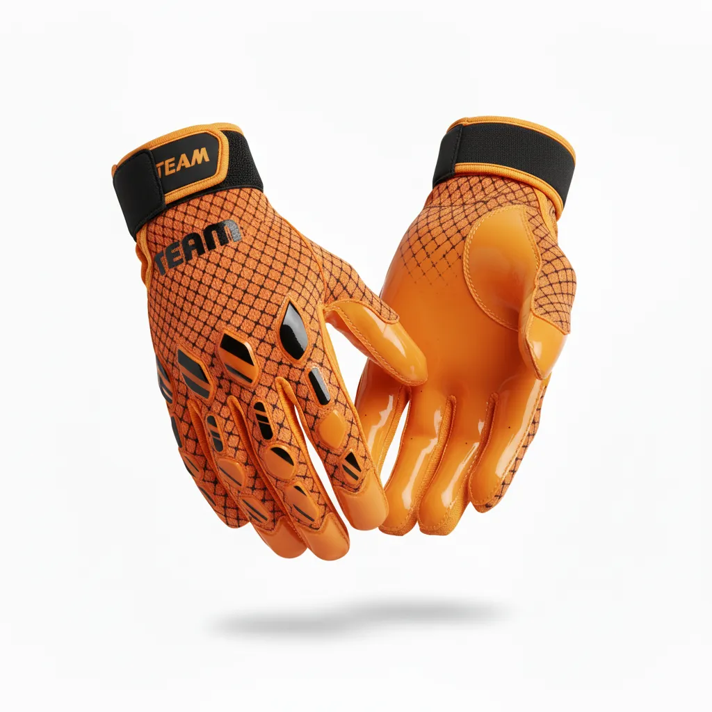 Custom Football Gloves - Orange, Black - Speed Streaks - Side View - Kinexa Sportswear