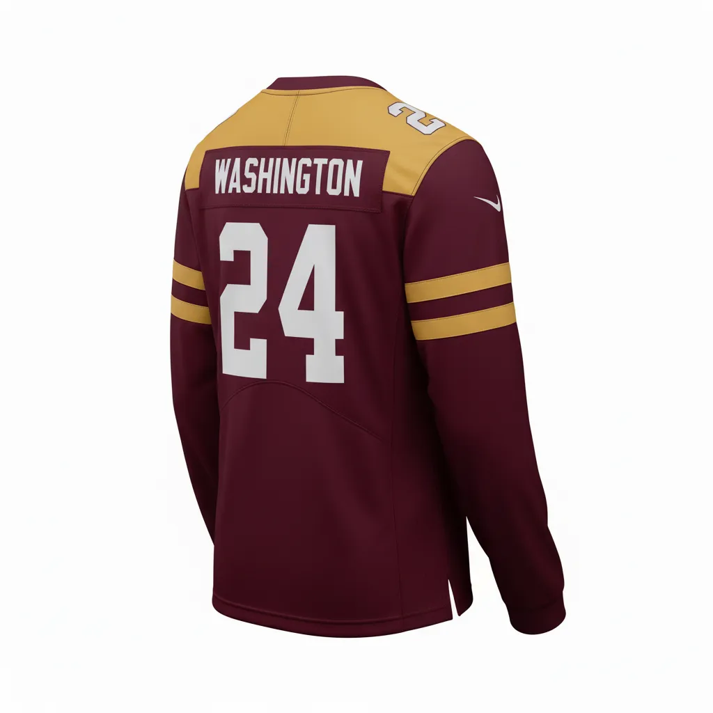 Custom Football Long Sleeve T Shirt - Burgundy, Gold - Vegas Triple Stripe - Back View - Kinexa Sportswear