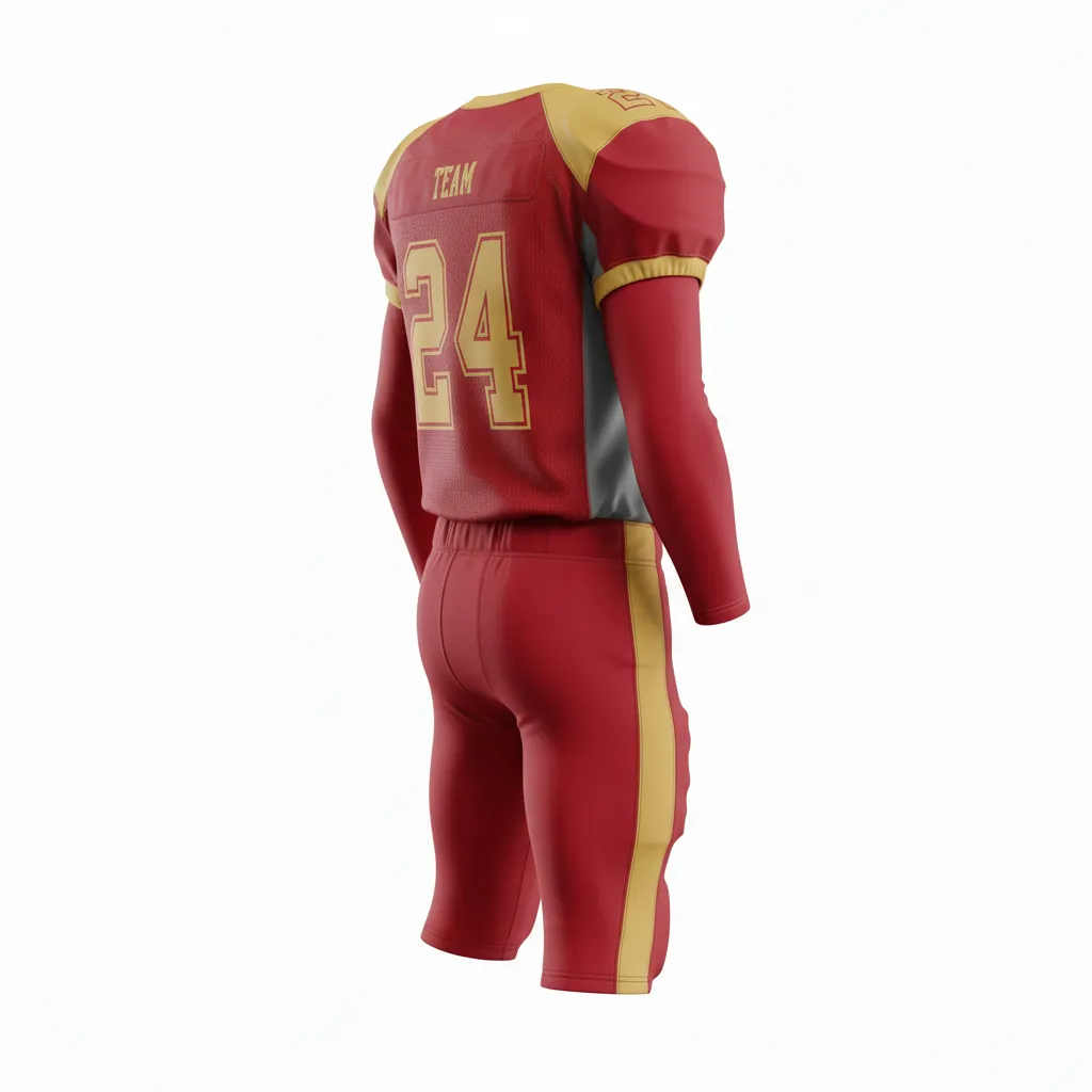 Custom Football Professional Away Football Uniforms - Gold - Cardinal Vegas Diamond Grid - Back View - Kinexa Sportswear