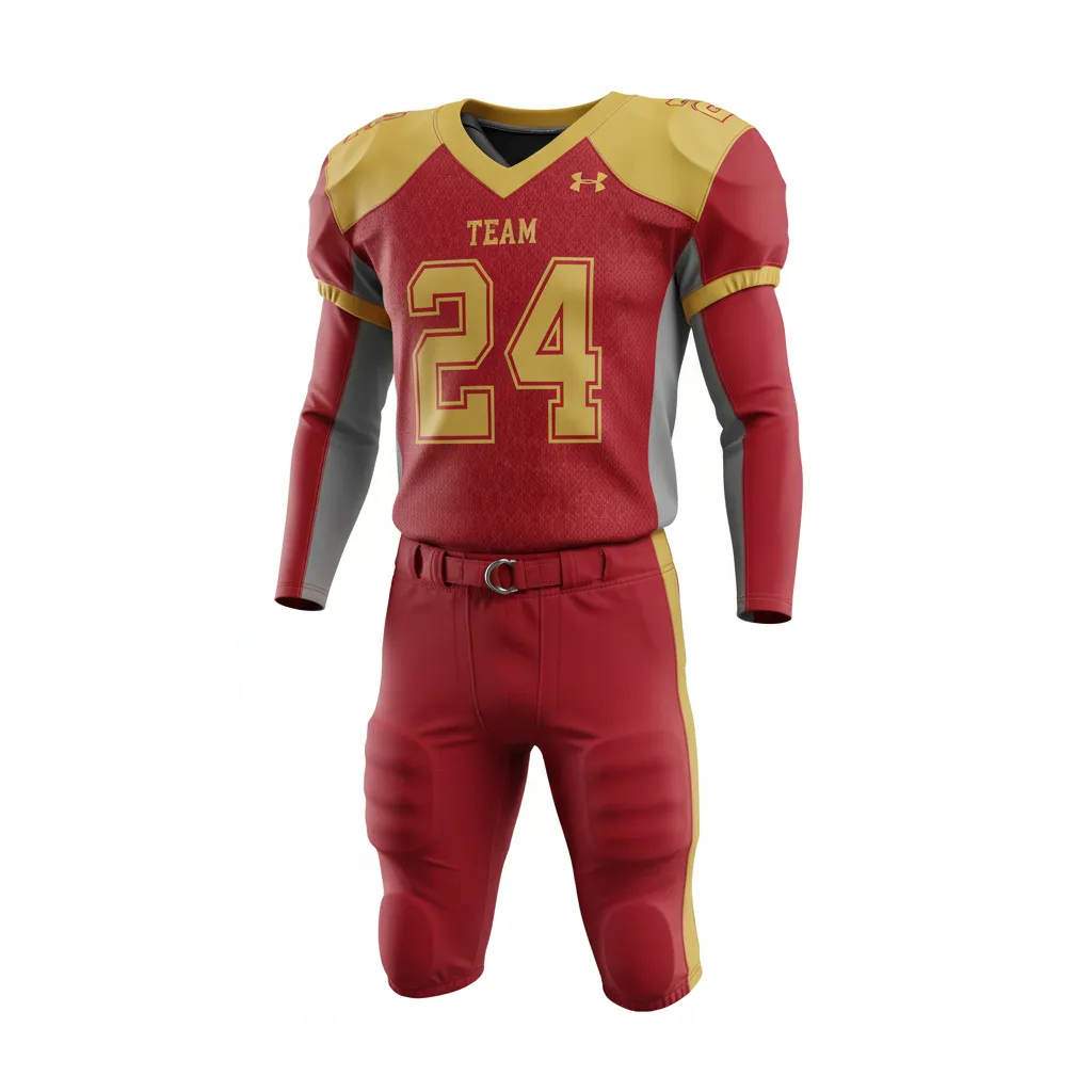 Custom Football Professional Away Football Uniforms - Gold - Cardinal Vegas Diamond Grid - Front View - Kinexa Sportswear
