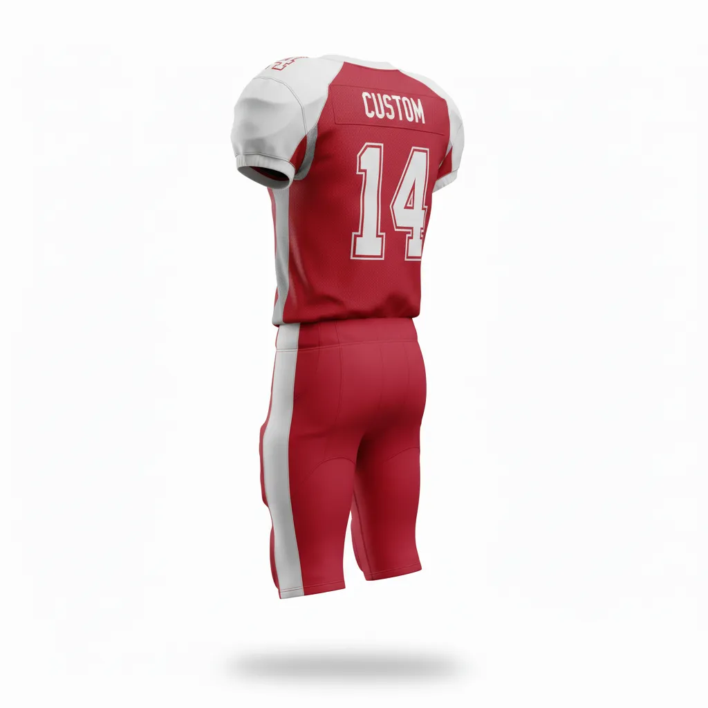 Custom Football Professional Away Football Uniforms - White - Cardinal Shoulder - Back View - Kinexa Sportswear