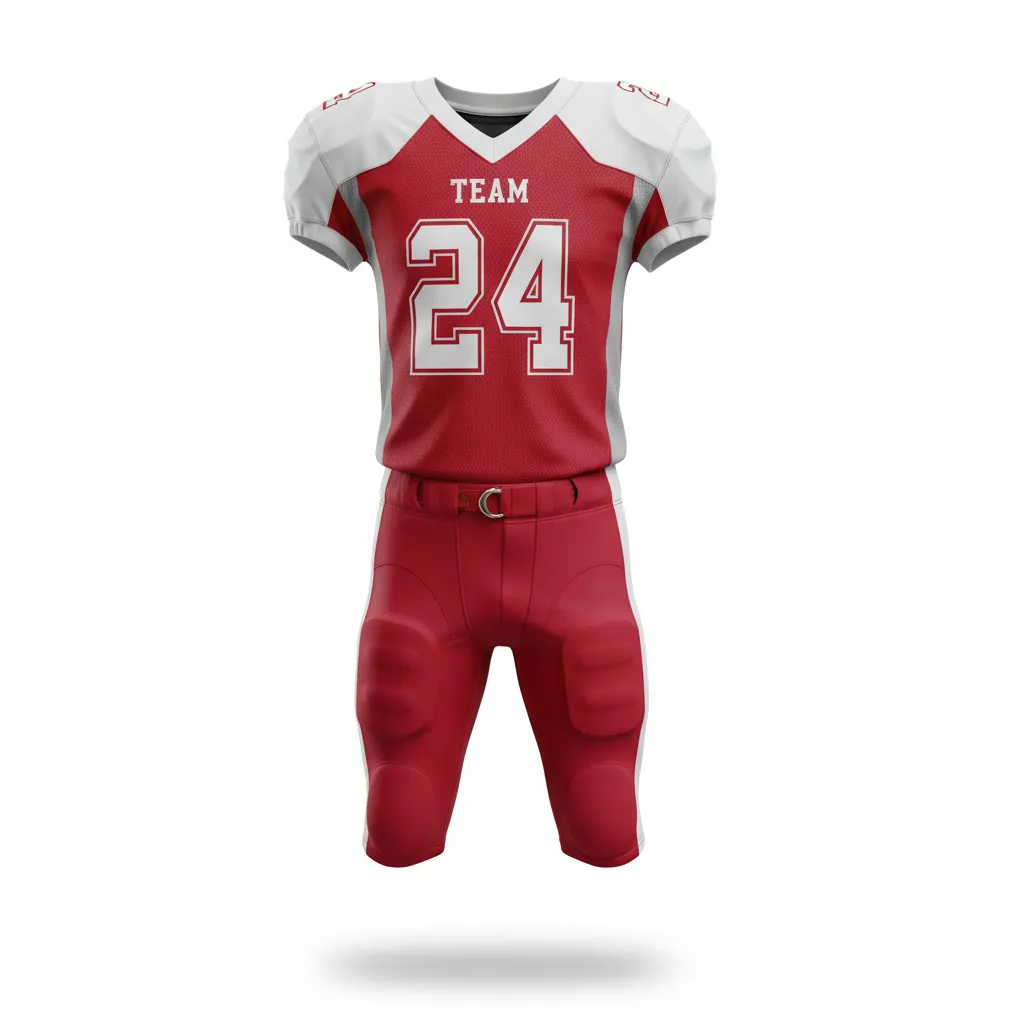 Custom Football Professional Away Football Uniforms - White - Cardinal Shoulder - Front View - Kinexa Sportswear