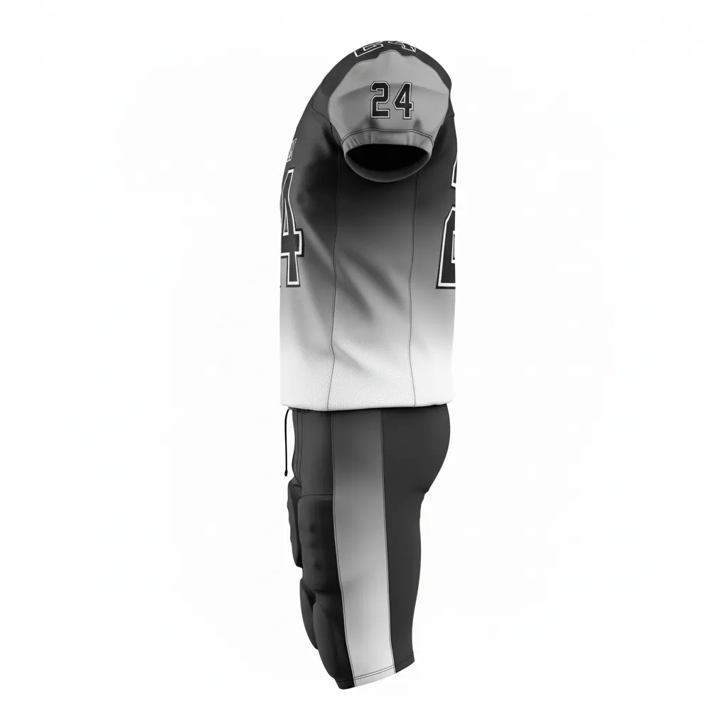 Custom Football Professional Football Uniforms - Black, Grey, White - Gradient Ombre - Side View - Kinexa Sportswear