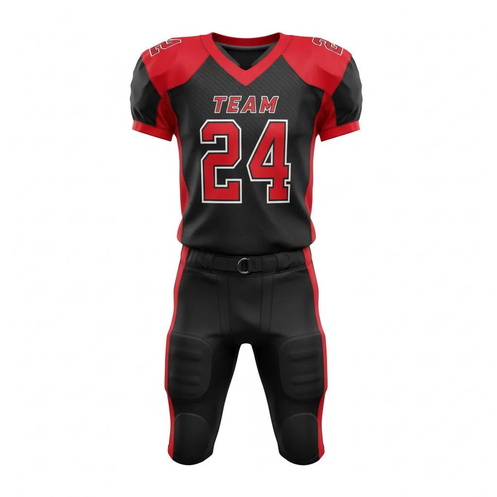 Custom Football Professional Football Uniforms - Black, Red - Side Panel - Front View - Kinexa Sportswear
