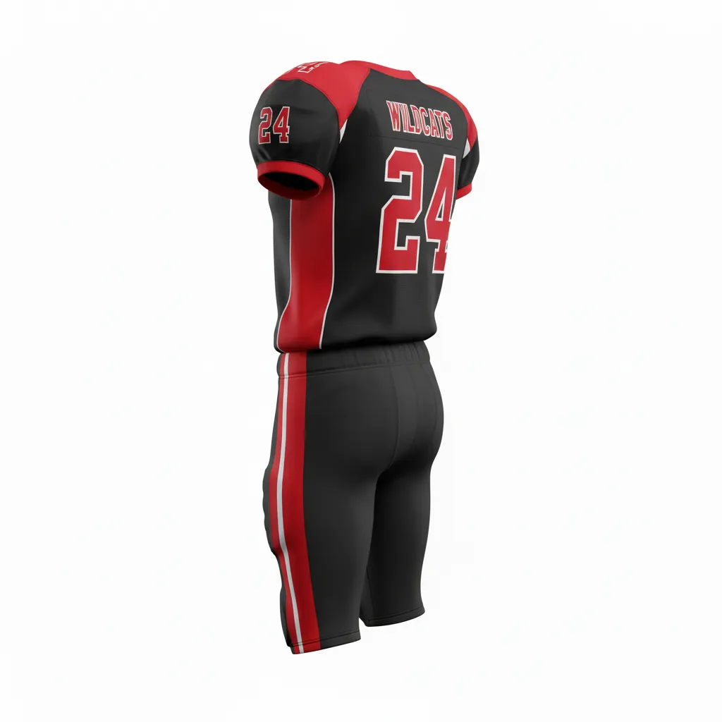 Custom Football Professional Football Uniforms - Black, Red, White - Tricolor Diagonal - Back View - Kinexa Sportswear