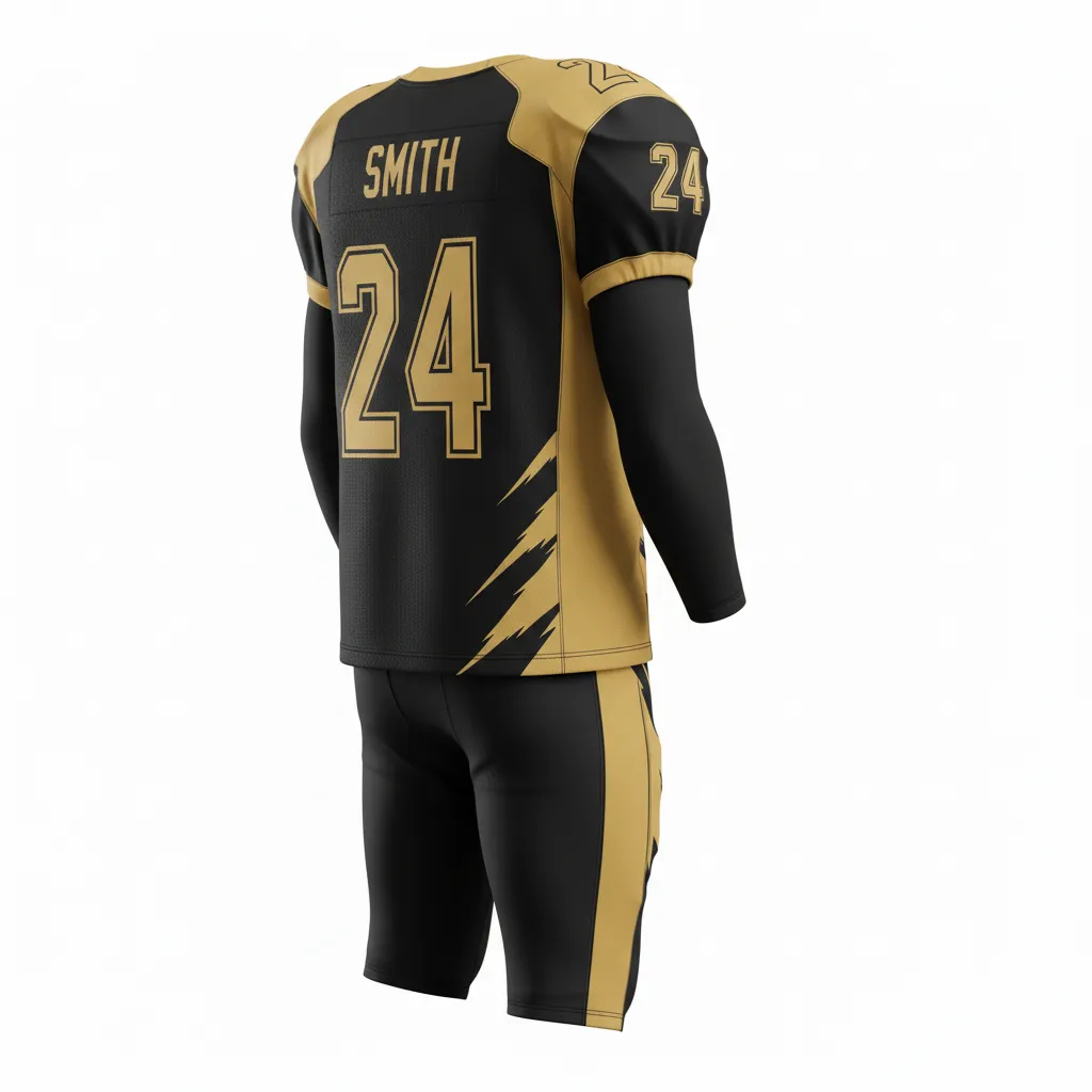 Custom Football Professional Football Uniforms - Black, Gold - Vegas Razor Slash - Back View - Kinexa Sportswear