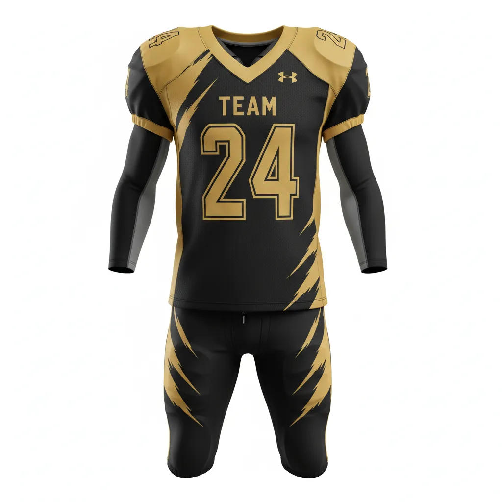 Custom Football Professional Football Uniforms - Black, Gold - Vegas Razor Slash - Front View - Kinexa Sportswear