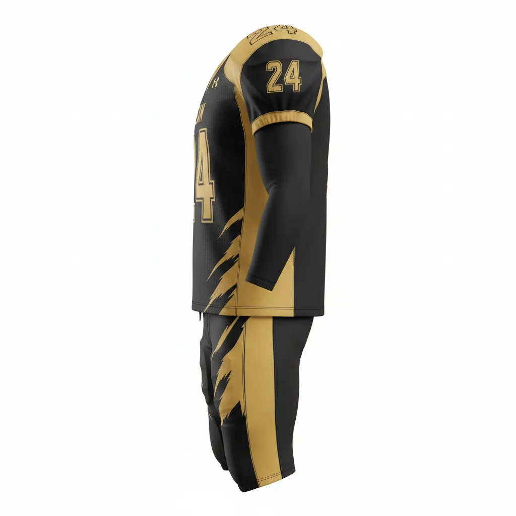 Custom Football Professional Football Uniforms - Black, Gold - Vegas Razor Slash - Side View - Kinexa Sportswear