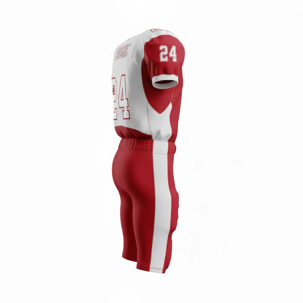 Custom Football Professional Football Uniforms - White - Cardinal Shoulder Hem Stripe - Back View - Kinexa Sportswear