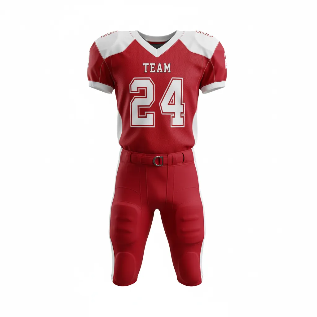 Custom Football Professional Football Uniforms - White - Cardinal Shoulder Hem Stripe - Front View - Kinexa Sportswear