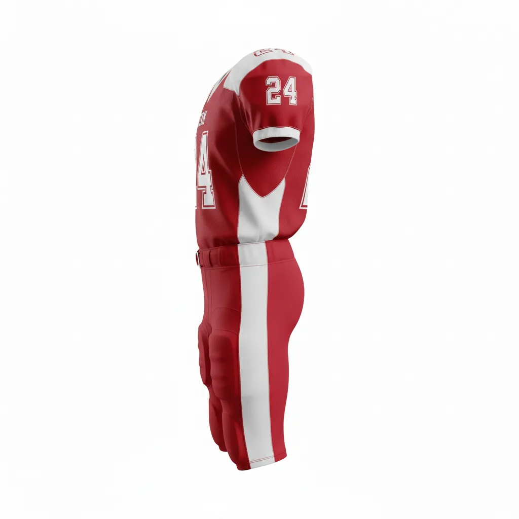 Custom Football Professional Football Uniforms - White - Cardinal Shoulder Hem Stripe - Side View - Kinexa Sportswear