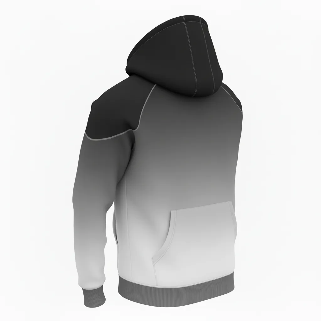 Custom Football Pullover Hoodie - Black, Grey, White - Gradient Ombre - Back View - Kinexa Sportswear