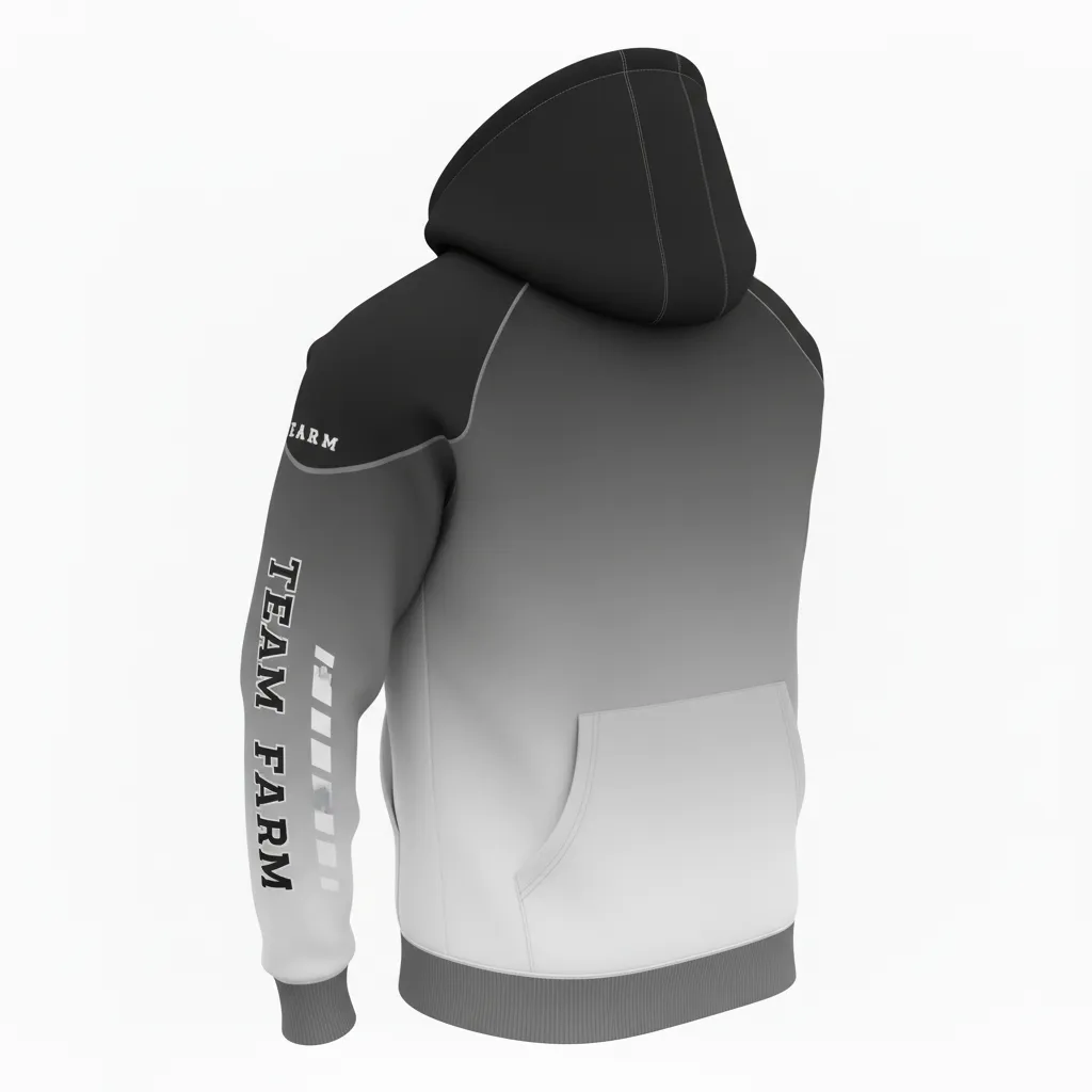 Custom Football Pullover Hoodie - Black, Grey, White - Gradient Ombre - Side View - Kinexa Sportswear