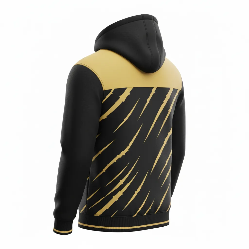 Custom Football Pullover Hoodie - Black, Gold - Vegas Razor Slash - Back View - Kinexa Sportswear