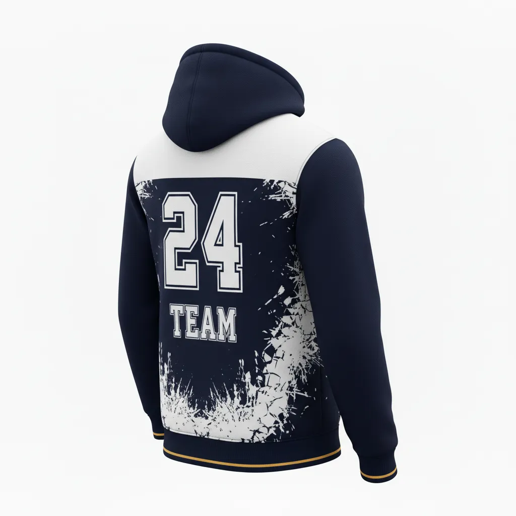 Custom Football Pullover Hoodie - Black, White - Shattered Glass - Back View - Kinexa Sportswear