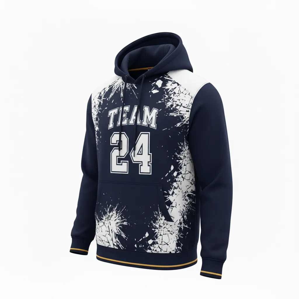 Custom Football Pullover Hoodie - Black, White - Shattered Glass - Front View - Kinexa Sportswear